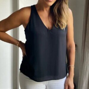 Lumiere Classic Black V-Neck Blouse